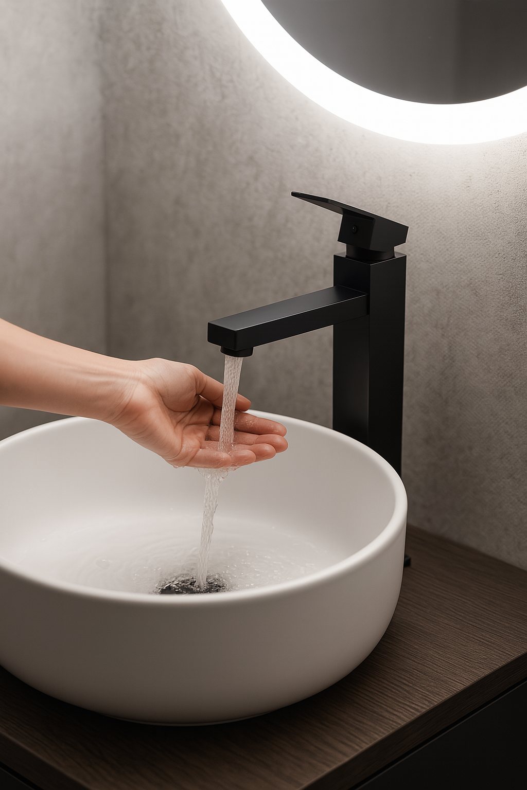 Robinet de lavabo en acier inoxydable Grand taille pour comptoir ou installation encastrée