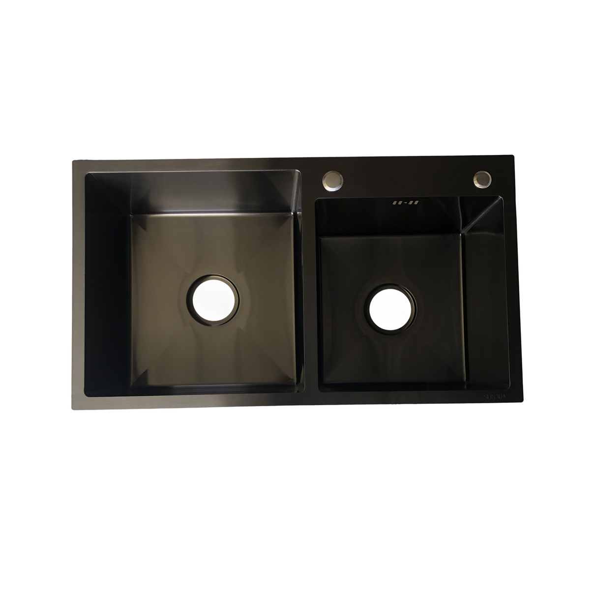 Évier double cuve encastrable en acier inoxydable noir avec panier d'égouttement pour cuisine