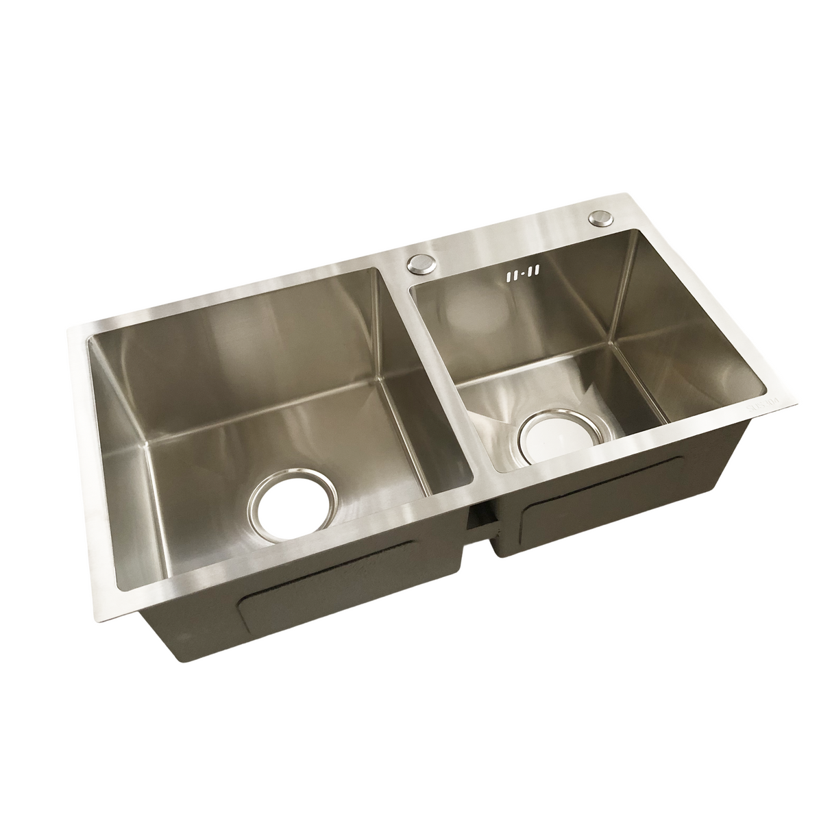 Evier double cuve encastrable en acier inoxydable avec panier d'égouttement pour cuisine