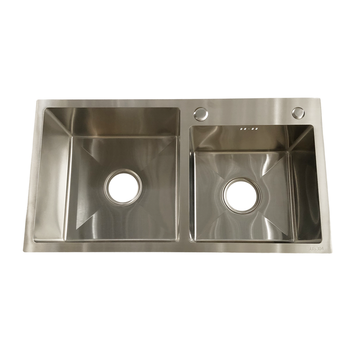 Evier double cuve encastrable en acier inoxydable avec panier d'égouttement pour cuisine