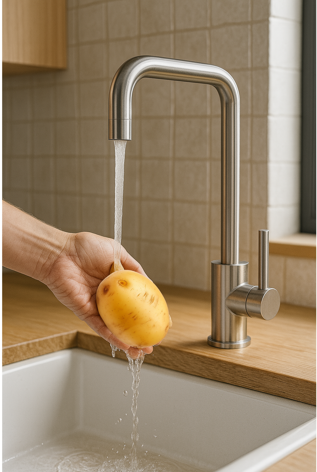 Robinet Cuisine, Mitigeur Cuisine Pivotant à 360, Acier Inoxydable, Forme en L