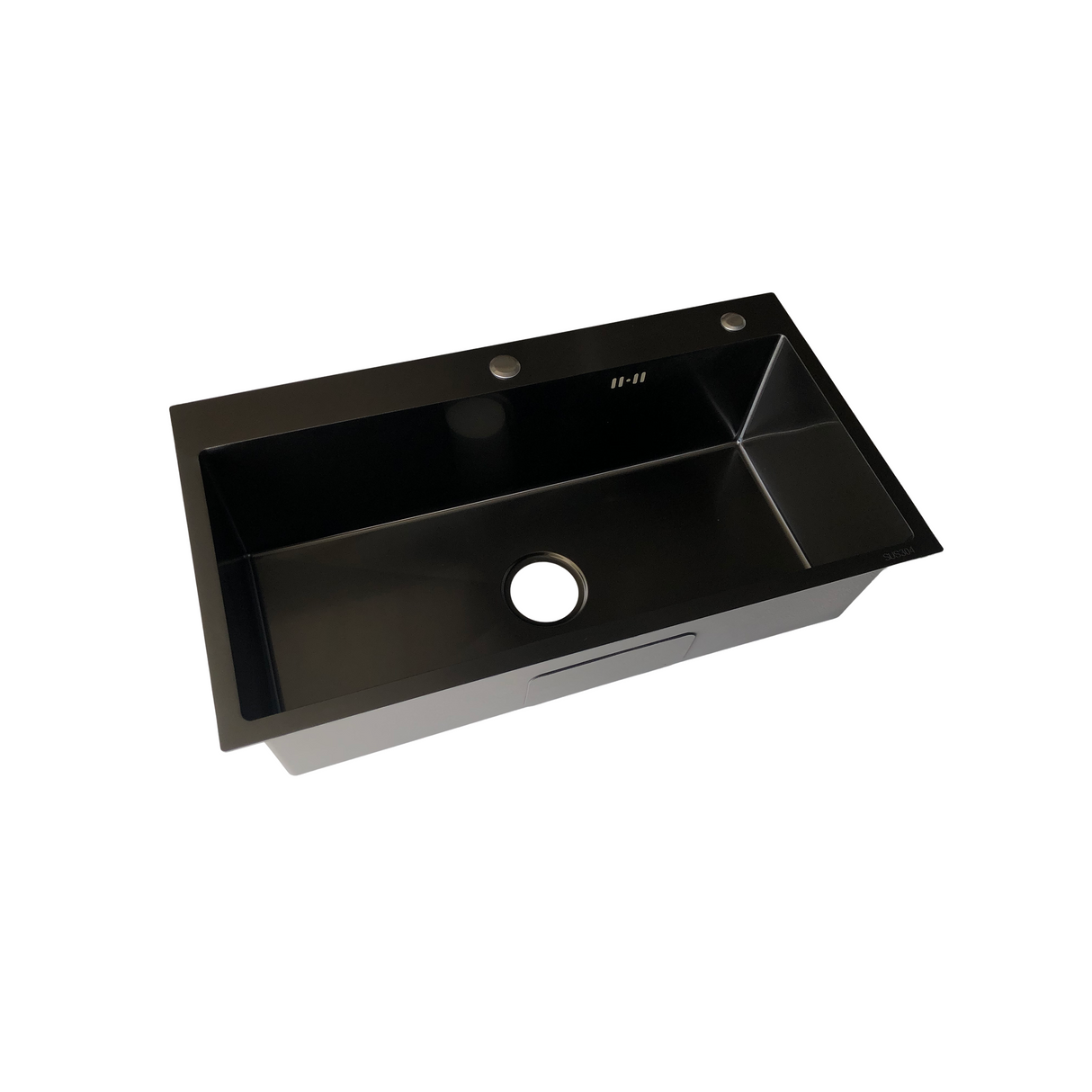 Évier à cuve unique noir encastrable en acier inoxydable avec panier d'égouttement pour cuisine