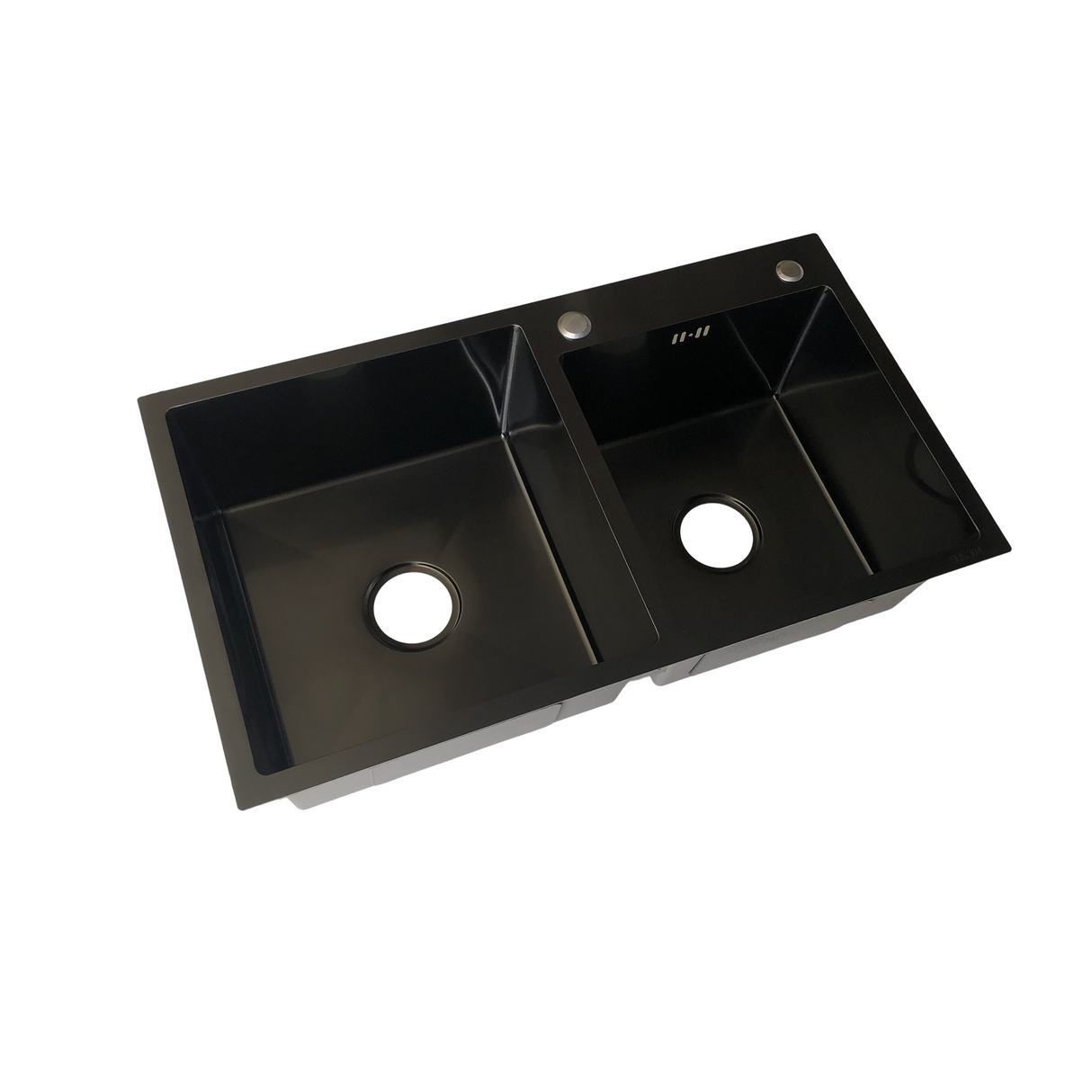 Évier double cuve encastrable en acier inoxydable noir avec panier d'égouttement pour cuisine