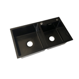 Évier double cuve encastrable en acier inoxydable noir avec panier d'égouttement pour cuisine