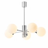 Pendant Lamp — Suspension chrome et verre blanc