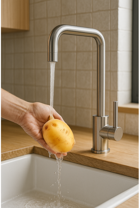Robinet Cuisine, Mitigeur Cuisine Pivotant à 360, Acier Inoxydable, Forme en L